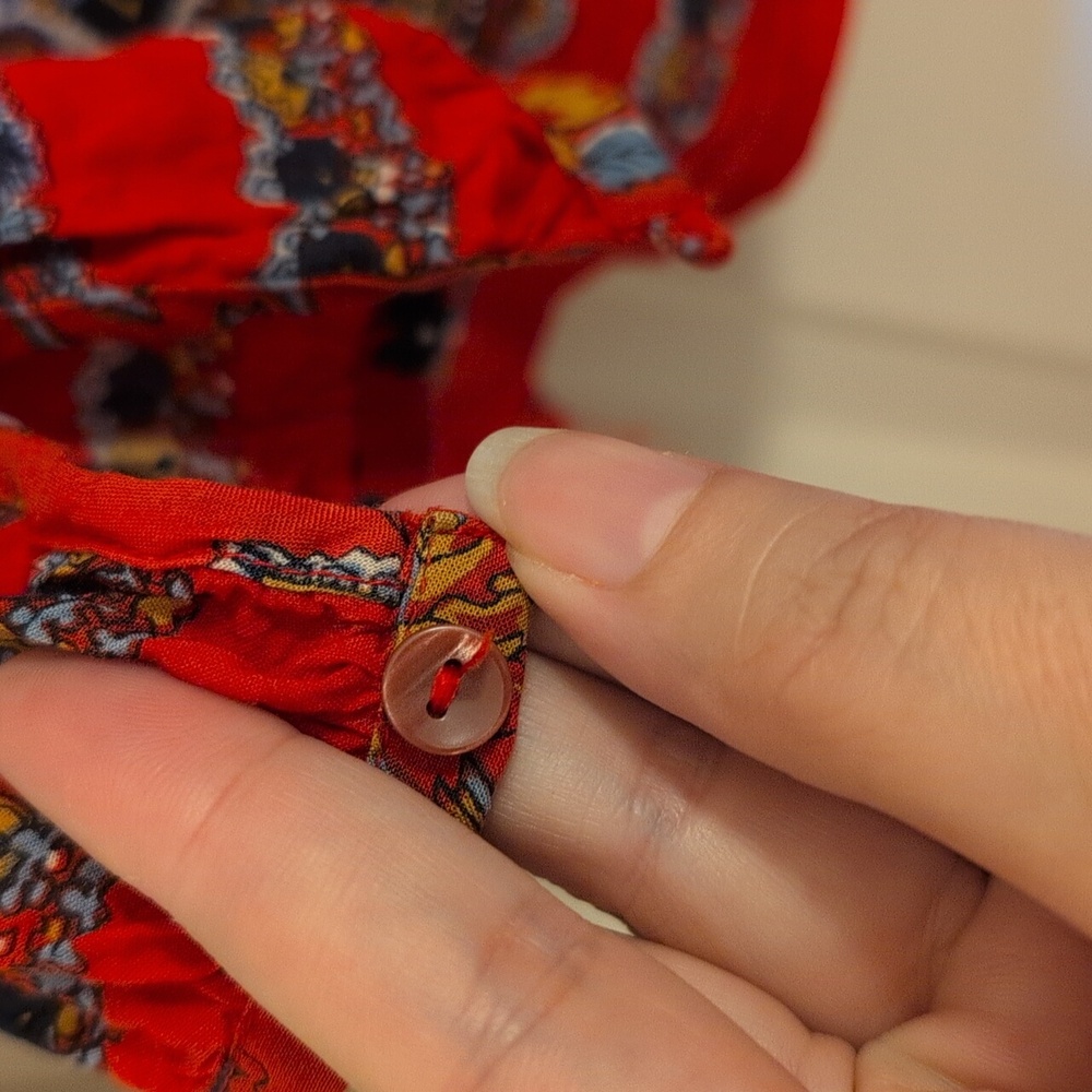 Lucky Brand Paisley Split Neck Blouse, 100% Modal - Picture 3 of 11